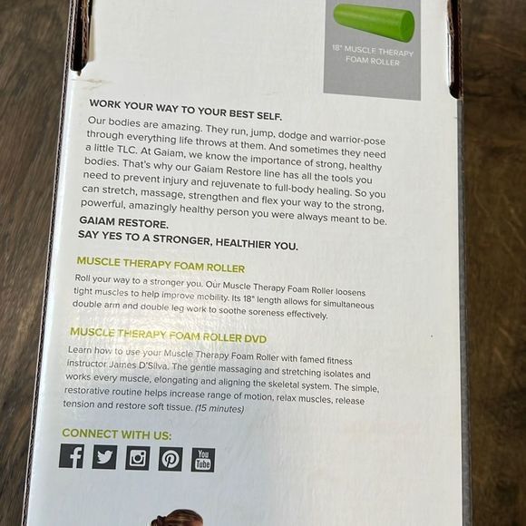 Gaiam Restore Muscle Therapy Foam Roller 18" W How To DVD Total Body New In Box - Picture 7 of 7